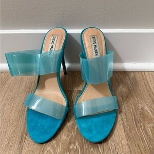 Steve Madden Turquoise Heels with Clear Straps